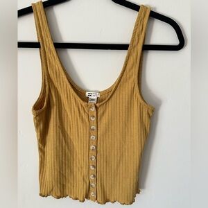 Billabong mustard yellow tank top with buttons down the front
